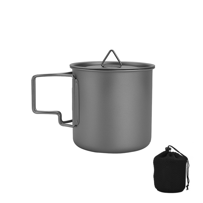 Camping Cooking Mug - كوب تخييم من التيتانيوم بمقبض قابل