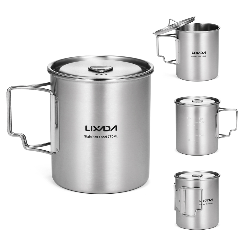 Camping Cooking Mug - كوب من الفولاذ المقاوم للصدأ بمقابض