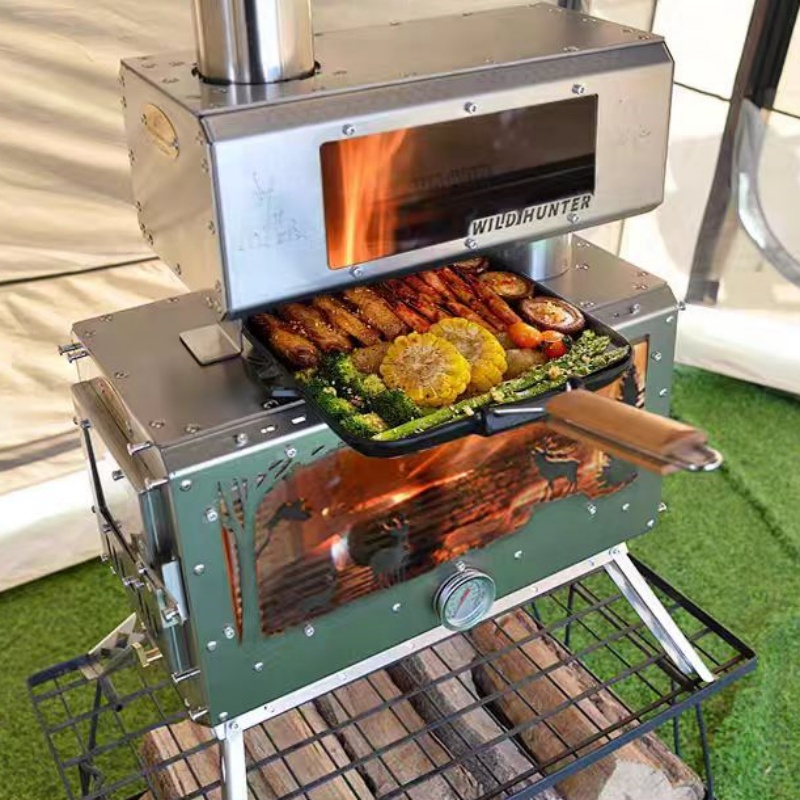 Camping With Cooking - موقد تخييم يعمل بالحطب مع منصة