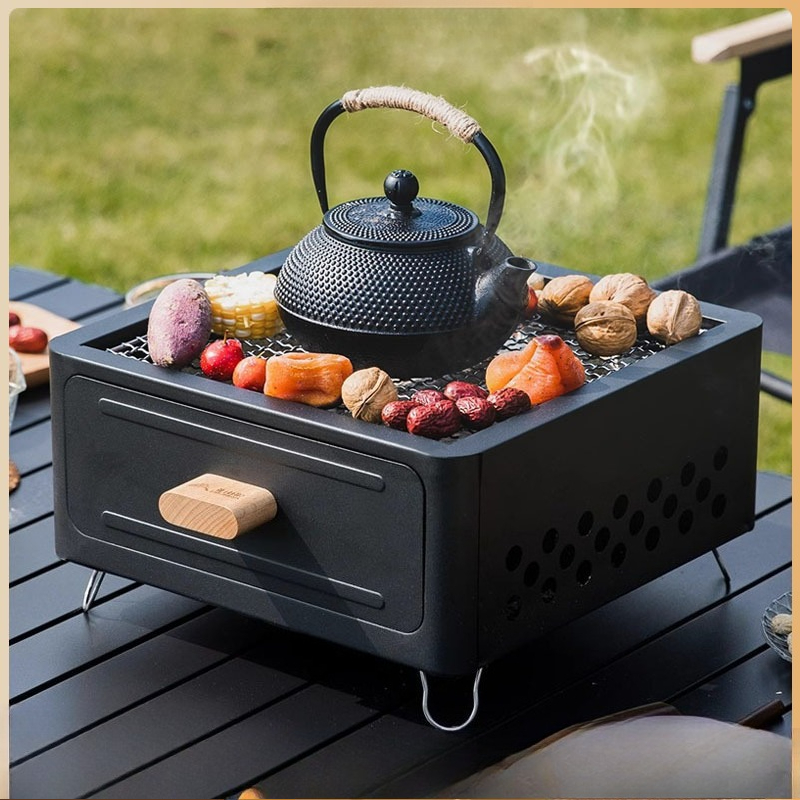 شواية فحم محمولة مربعة الشكل ل - مراجعة Camping With Cooking وسعره