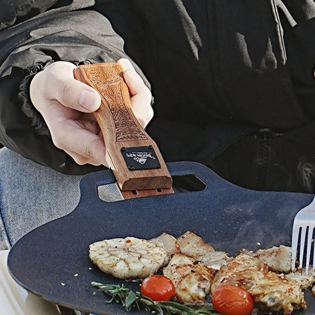 مقلاة شواء خشبية طبيعية للاستخ - مراجعة Camping Cooking Wok وسعره