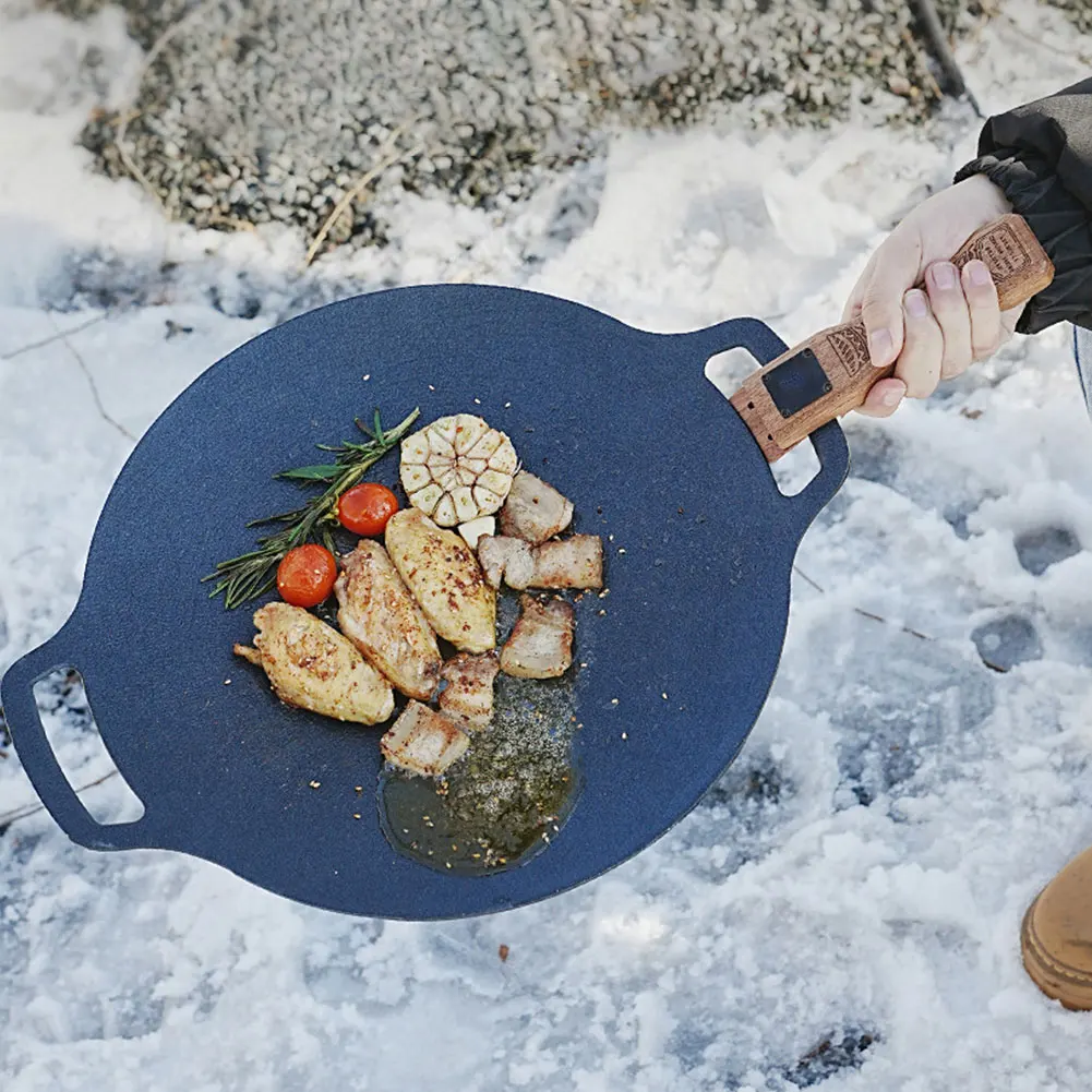 مقلاة شواء خشبية طبيعية للاستخ - مراجعة Camping Cooking Wok وسعره
