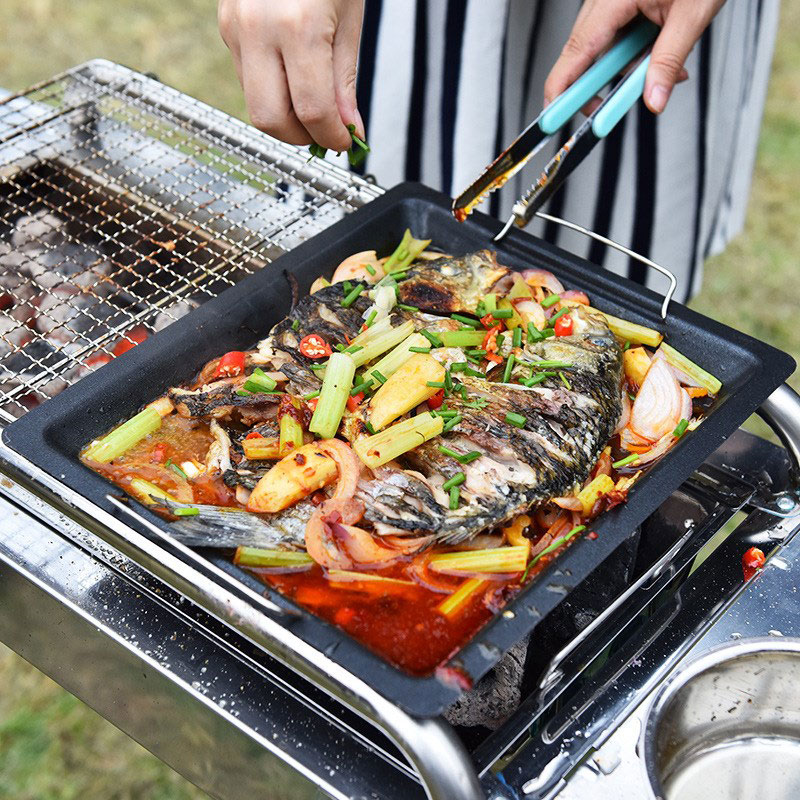 مقلاة شواء مربعة سميكة للاستخد - مراجعة Camping Cooking Wok وسعره